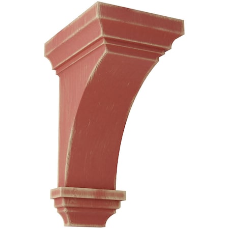 Ekena Millwork 7"W x 7 3/4"D x 14"H Jumbo Jefferson Wood Vintage Decor Corbel, Salvage Red CORWD07X07X14JERD